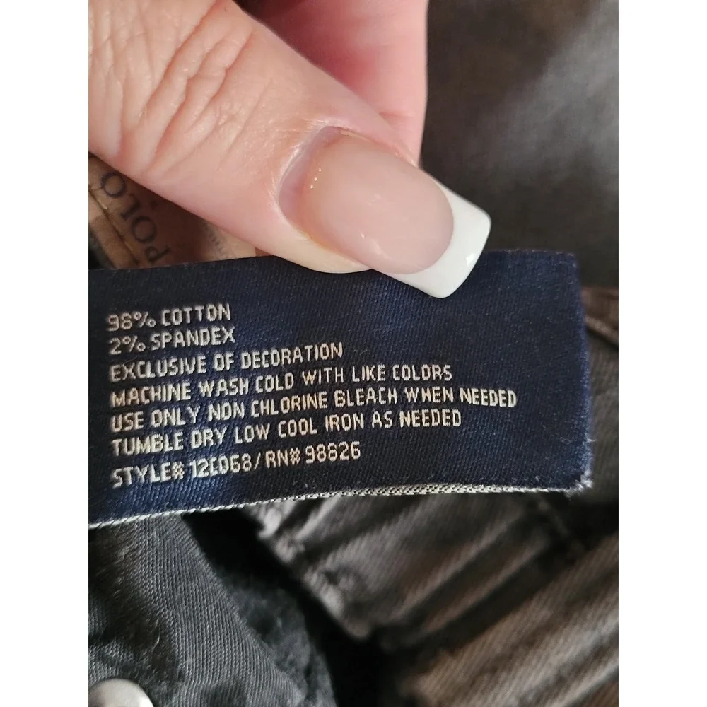 US Polo Assn Boys Grey Straight Leg Jeans Size 7 Elastic Waist Stretch 12CD68